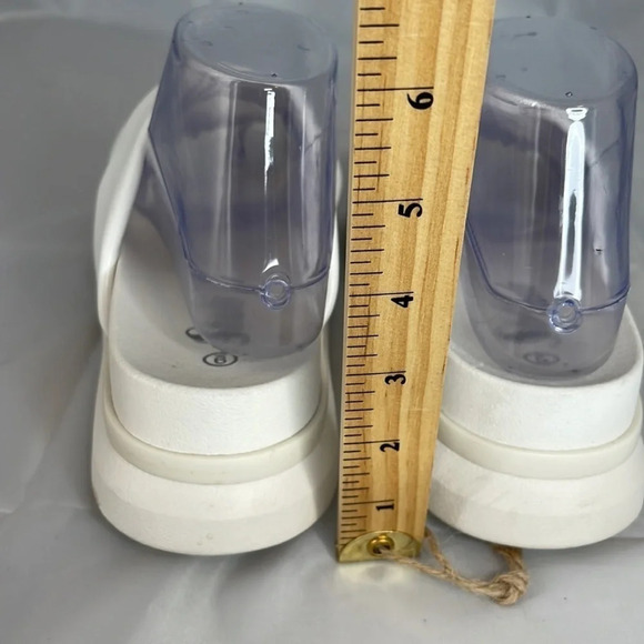 SHEIN Platform Padded Chunky Slides White Faux Leather Twist Strap Sandals 9 - Picture 9 of 10